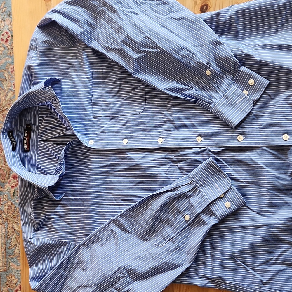 Kirkland mens blue striped button up